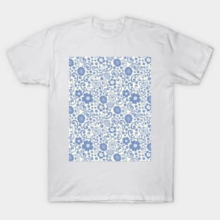 swedish kurbits Scandinavian folkart dala horse traditional vintage rosemaling blue T-Shirt